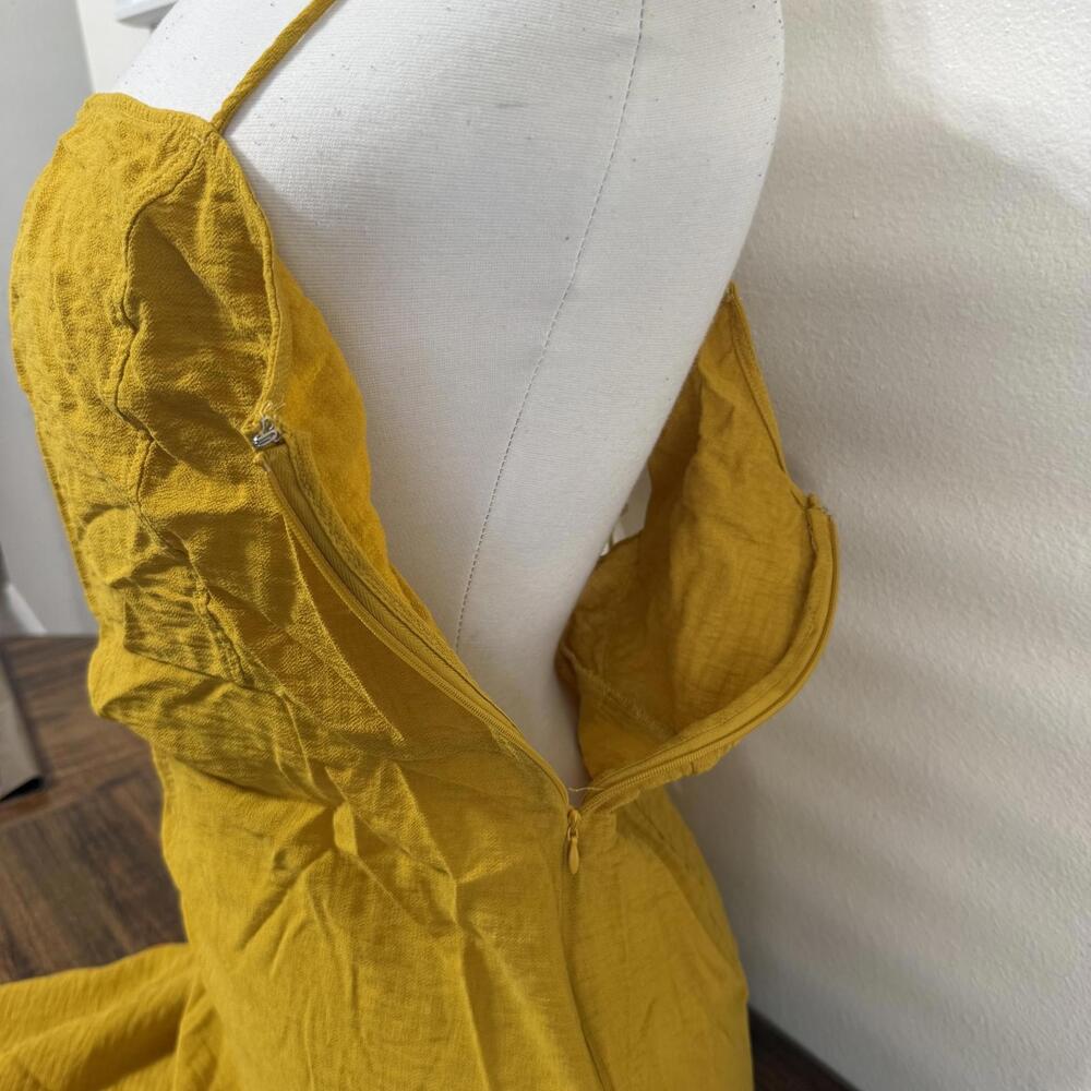 H&M Mustard Yellow Spaghetti Strap Dress Size Medium - Picture 2 of 8